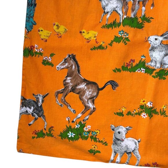 Vintage farm animal print pillow cover horse rabbit goat chicken pattern cute. - Picture 3 of 7